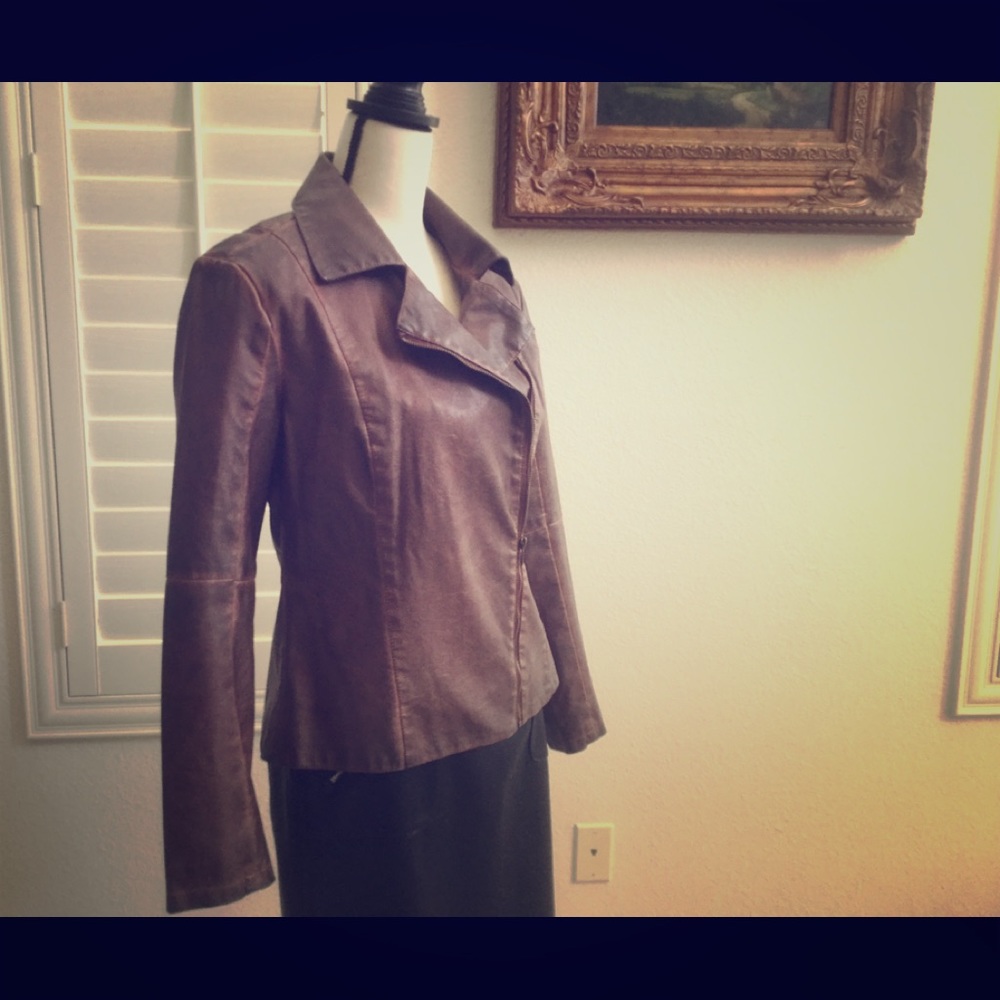 Brown Faux Leather Jacket